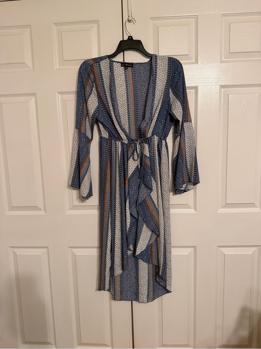 Almost Famous Blue Striped Tie-Front Tunic
